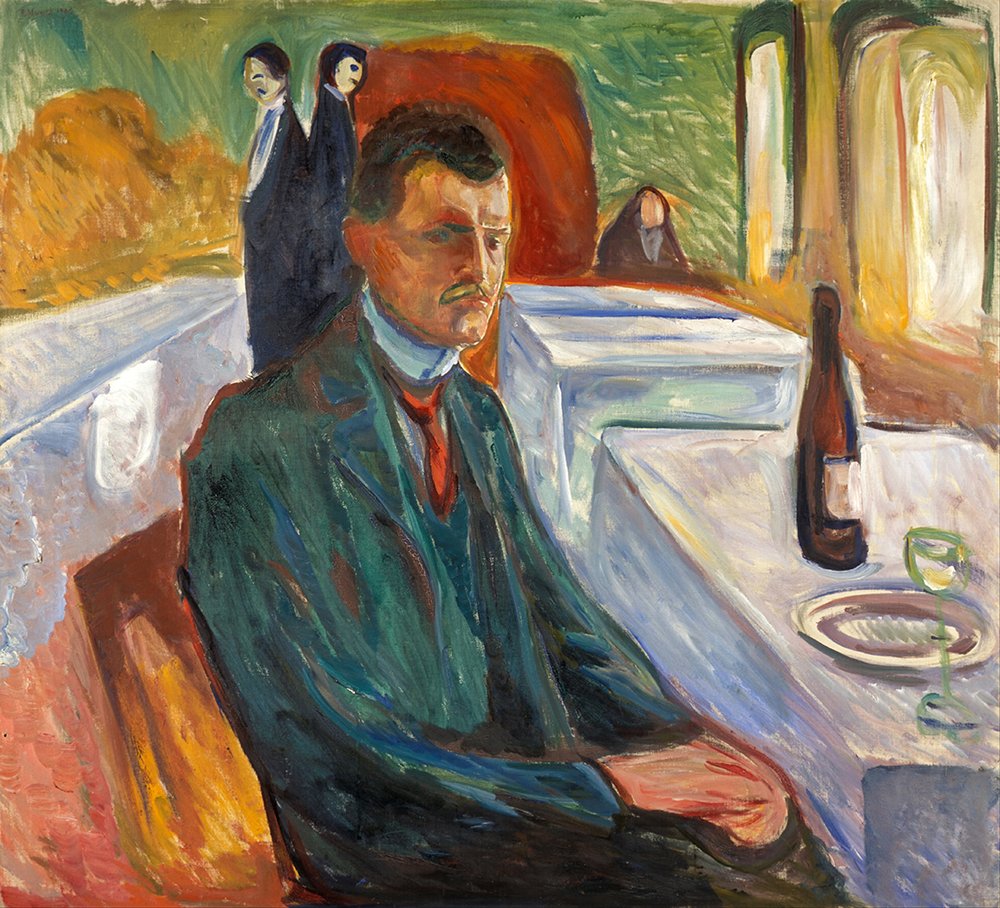 Impression Edvard Munch Self-Portrait with a Bottle of Wine papier mat