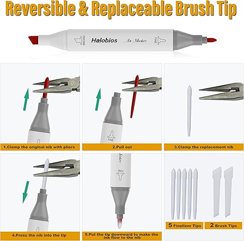 Miniatura 6 de 80 marcadores de alcohol, doble punta fina y ancha marcadores de dibujo con estuche, marcadores artísticos para niños y adultos, artistas para