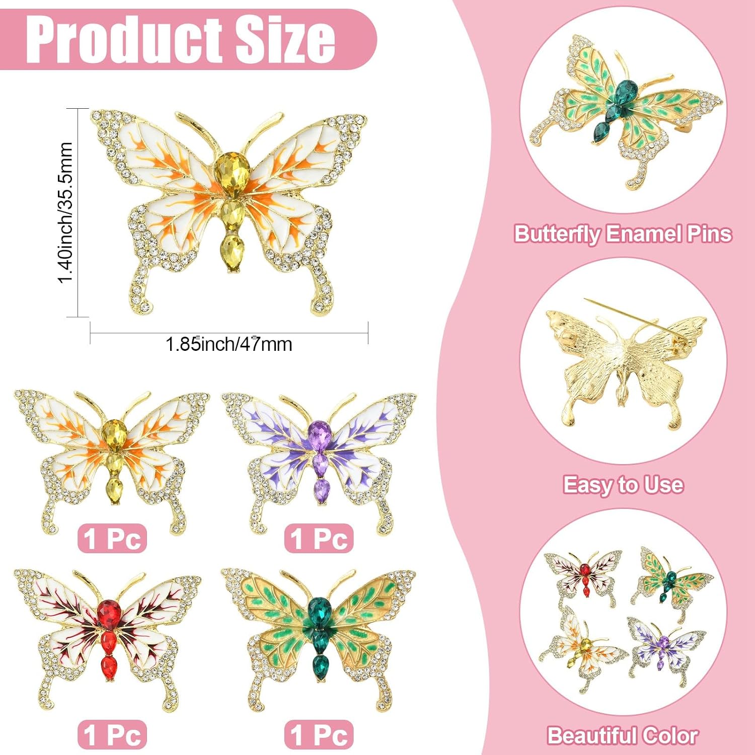 Airssory 4 Pcs Colorful Butterfly Enamel Pins for Clothes image 2