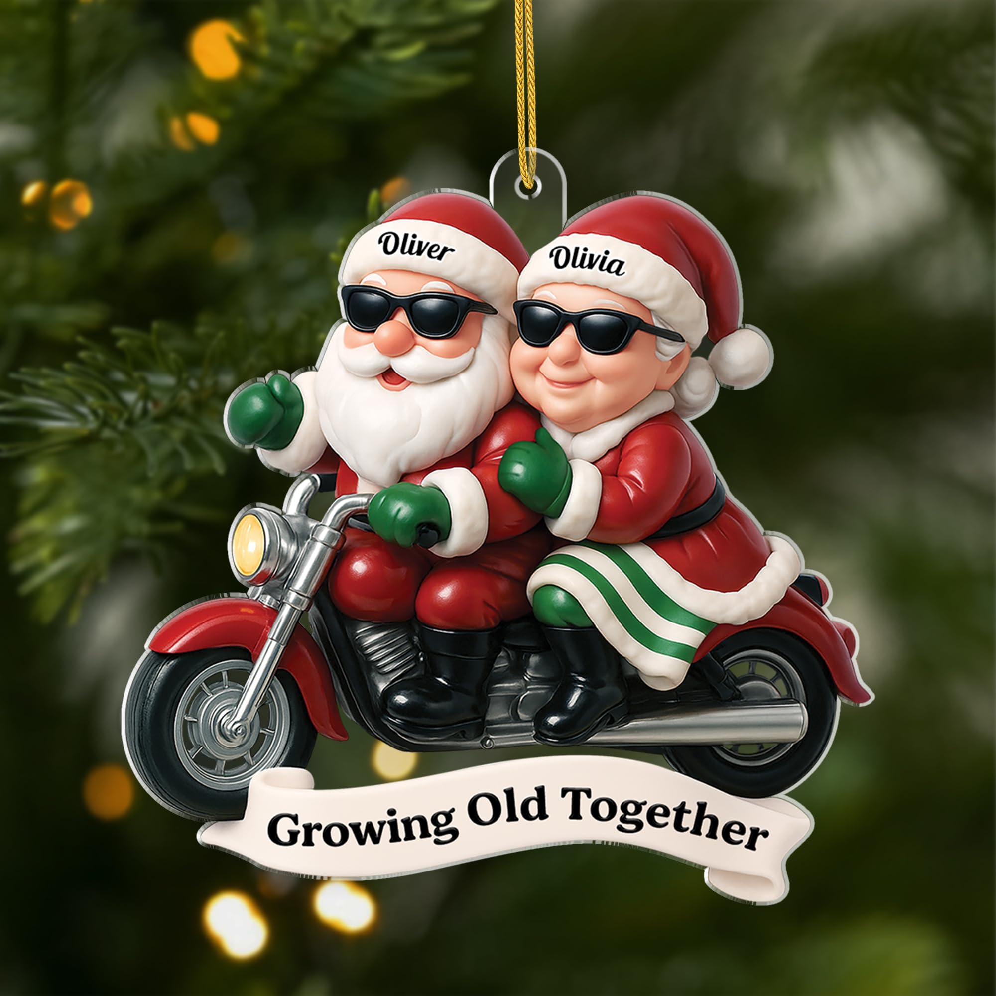 Personal Chic Personalised Ornament - Growing Old Together [3D Printing Effect] - Couples xmas gift, Personalised couple christmas decorations, Funny Acrylic Christmas Ornament for Couples (Model #5)