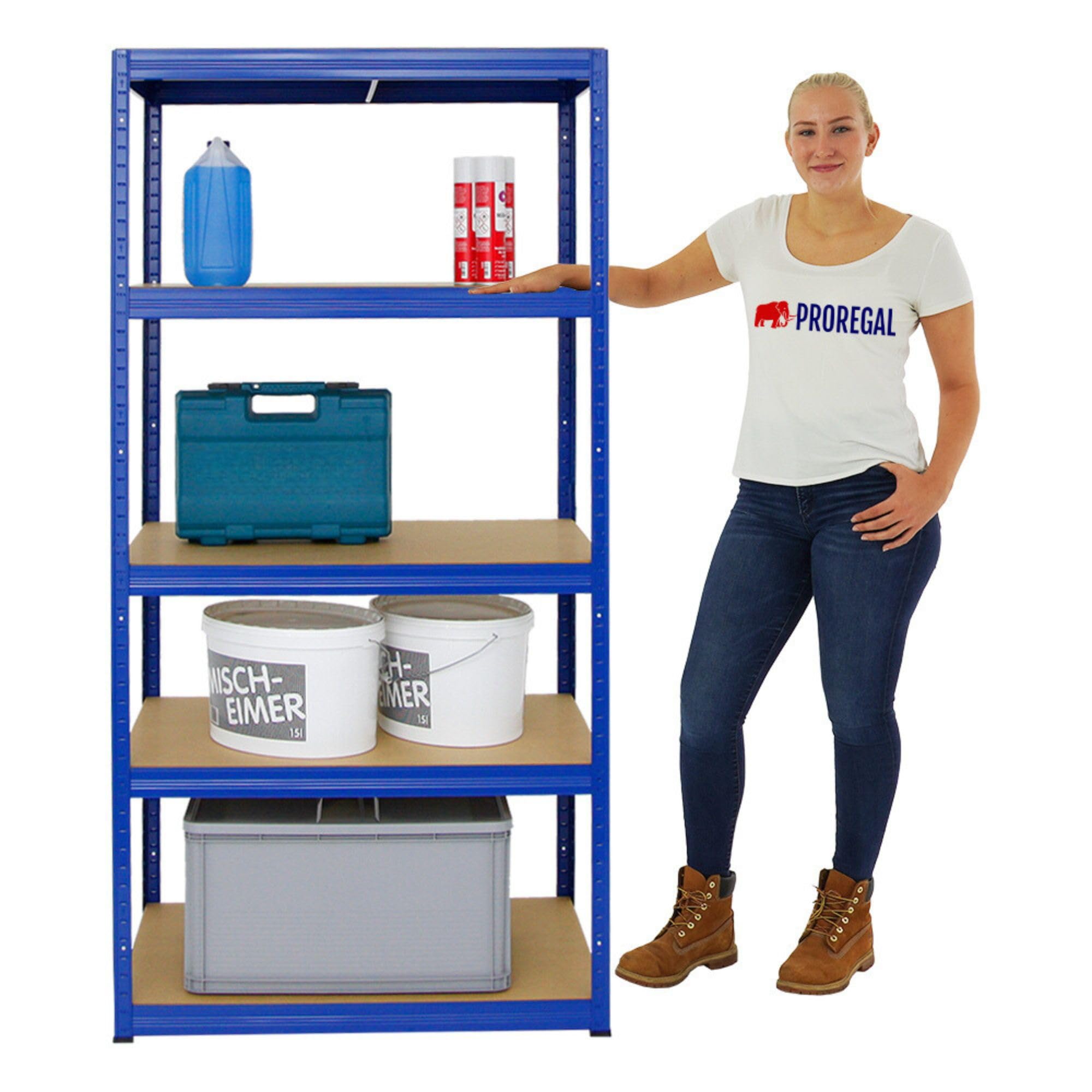 PROREGAL Schwerlastregal Slim Elephant Blau 180x90x60cm Fachlast 350kg Kellerregal, Steckregal, Garagenregal, Lagerregal