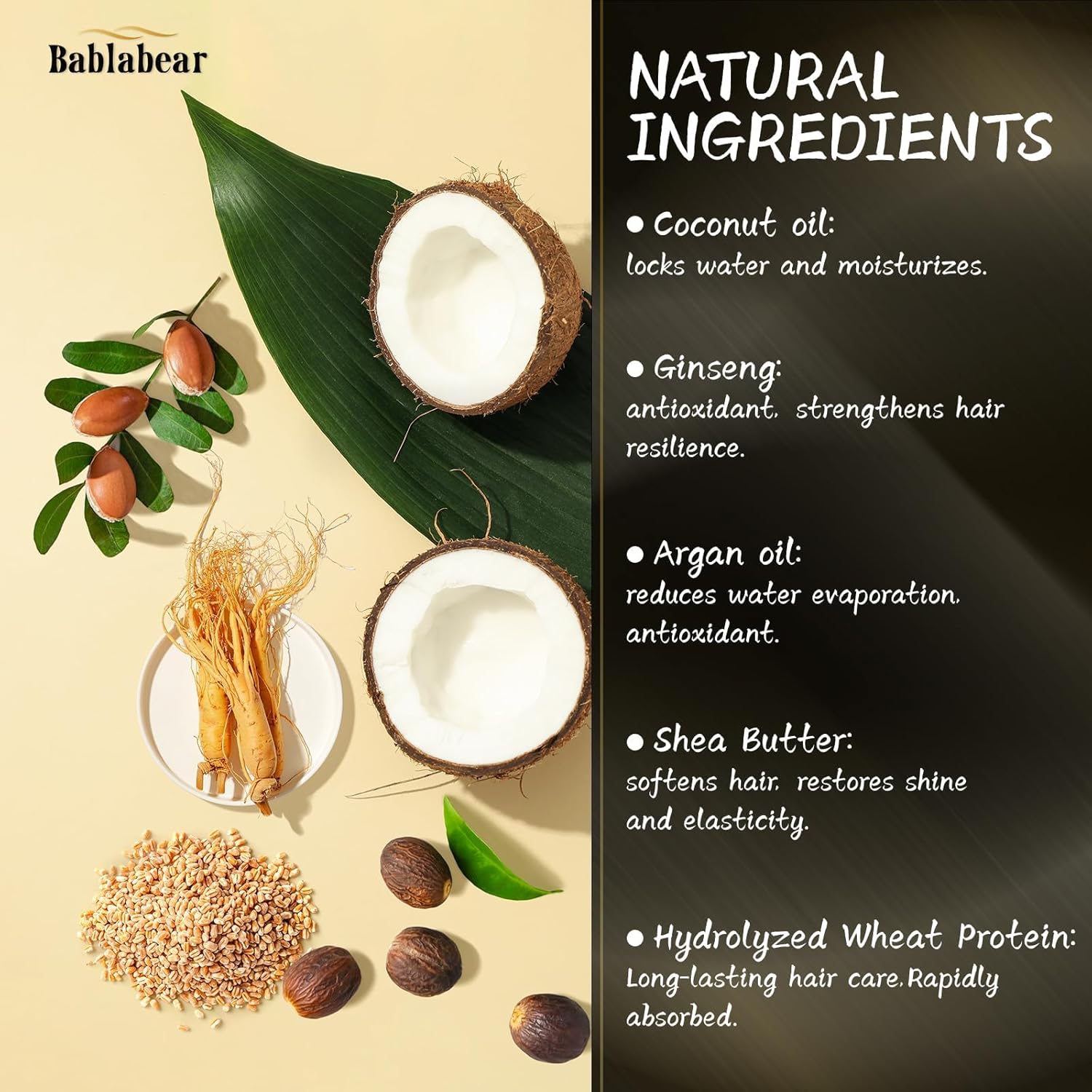 Bablabear Hair Mask for Damaged Hair,Hair Treatment for Color Treated Hair Deep Conditioner,Mascarilla Para El Cabello for Dry/Frizzy Hair.Moisturizer and Adds Shine.Hair Care for Curly Hair.500ml - Image 3