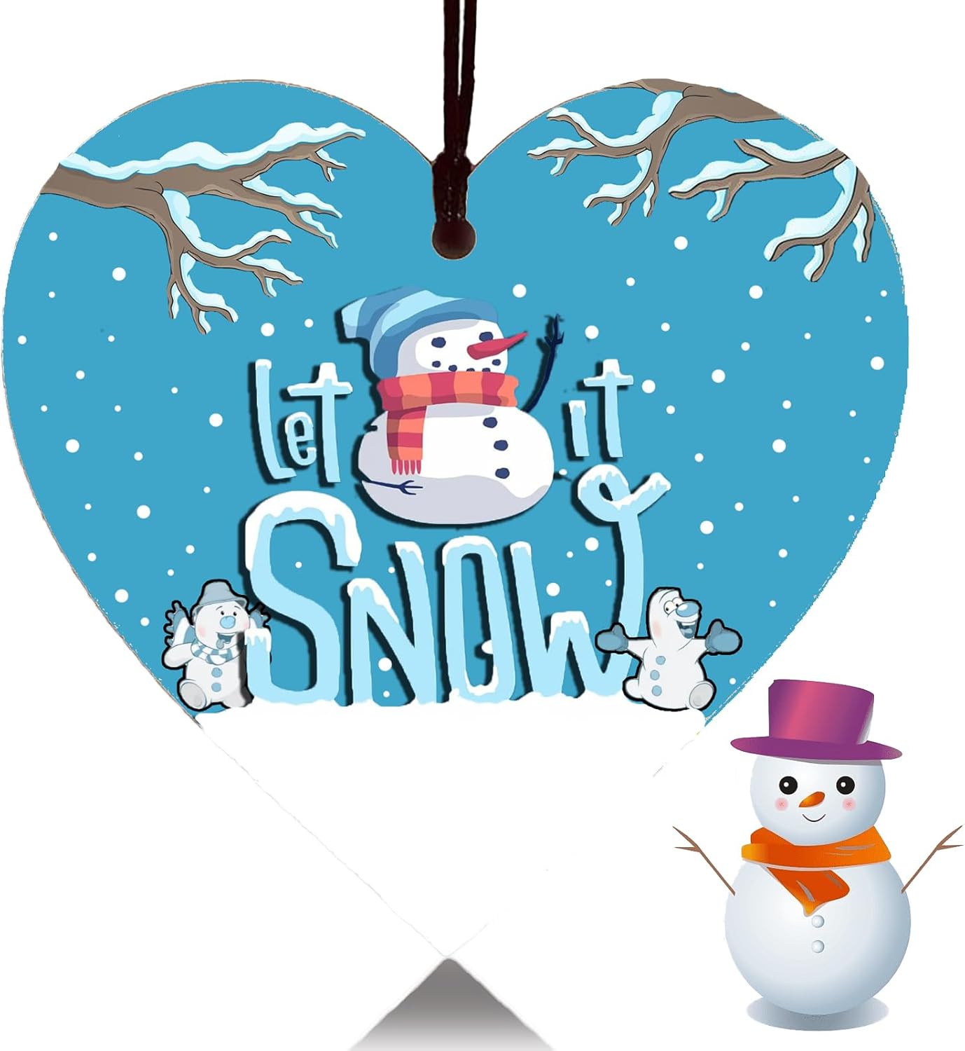 Christmas Snowman Hanging Ornaments, Mini Snowman Wooden Christmas