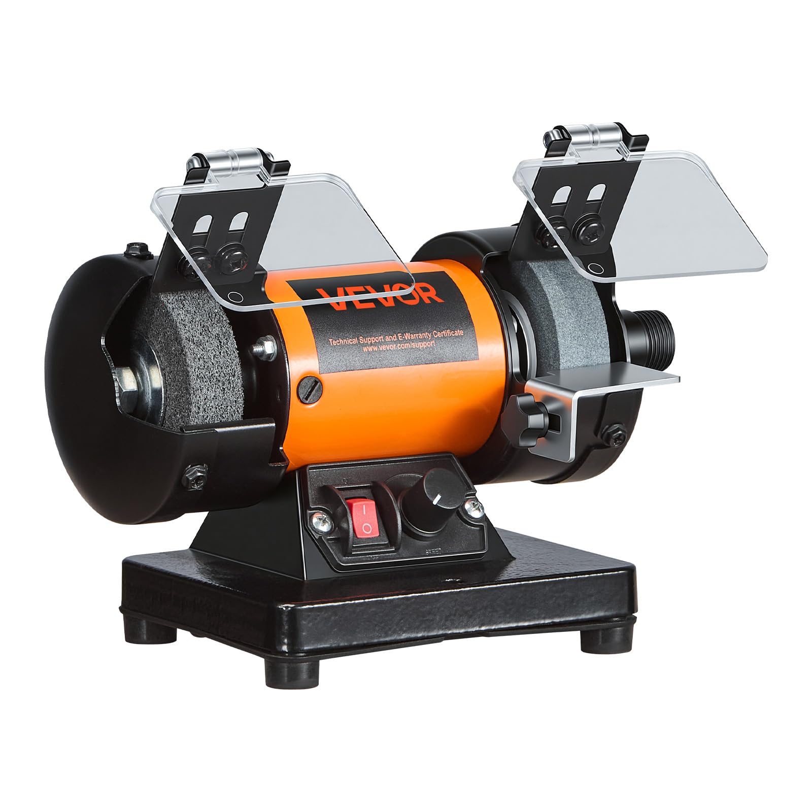 VEVOR Esmeriladora Doble 200 W, Amoladora de Banco, 8300-10600 RPM Velocidades Ajustables, Protección contra Chispas, Kit de Accesorios de 100 Piezas, Multifuncional para Madera Piedra Metal Joyería