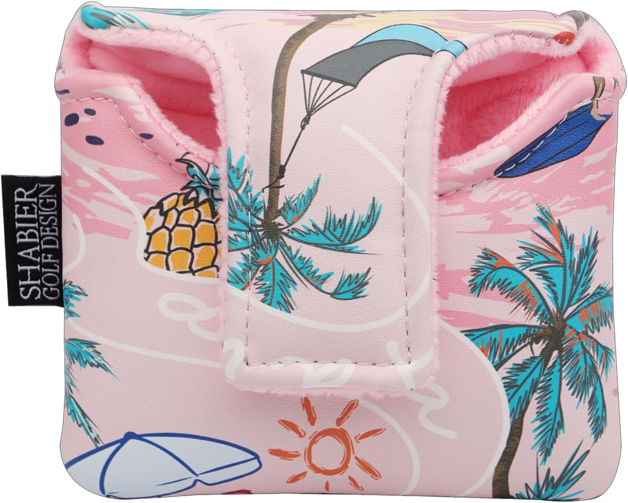 SHABIER Pink Large Mallet Golf Head Cover with Aloha Tropical Hawaii Surf Beach Design