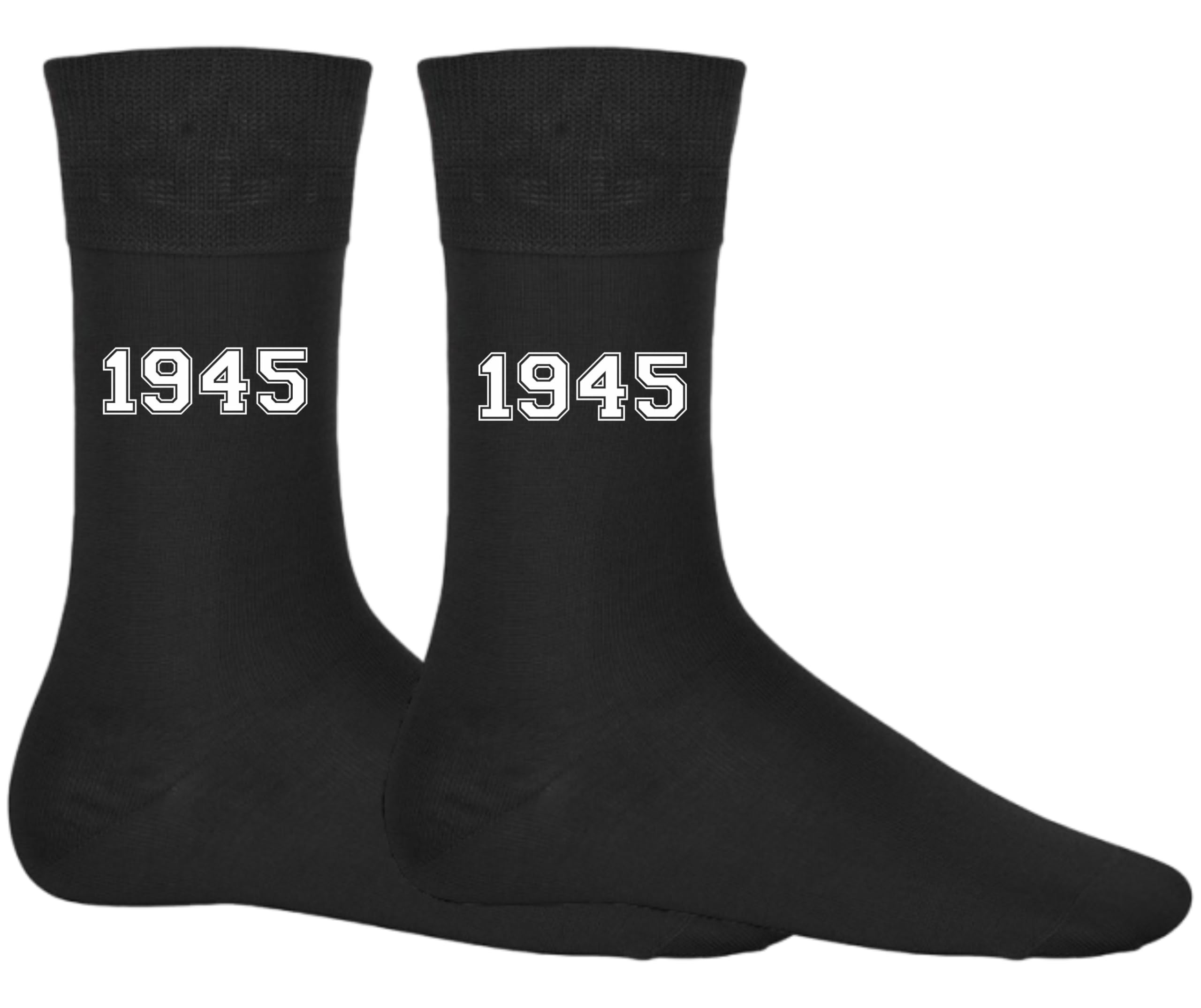 DCG PRINTWEAR Black Socks for 80 Year Olds – Born in 1945 Gag Gift – Funny 80th Birthday Present for Men or Women