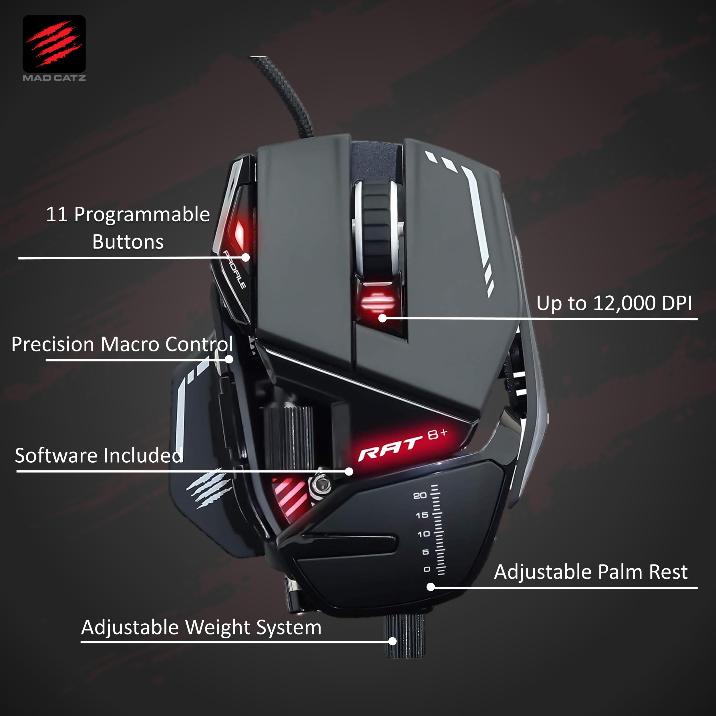 Mad Catz Rat 8+ Wired USB Gaming Mouse - Ergonomic Mouse 11