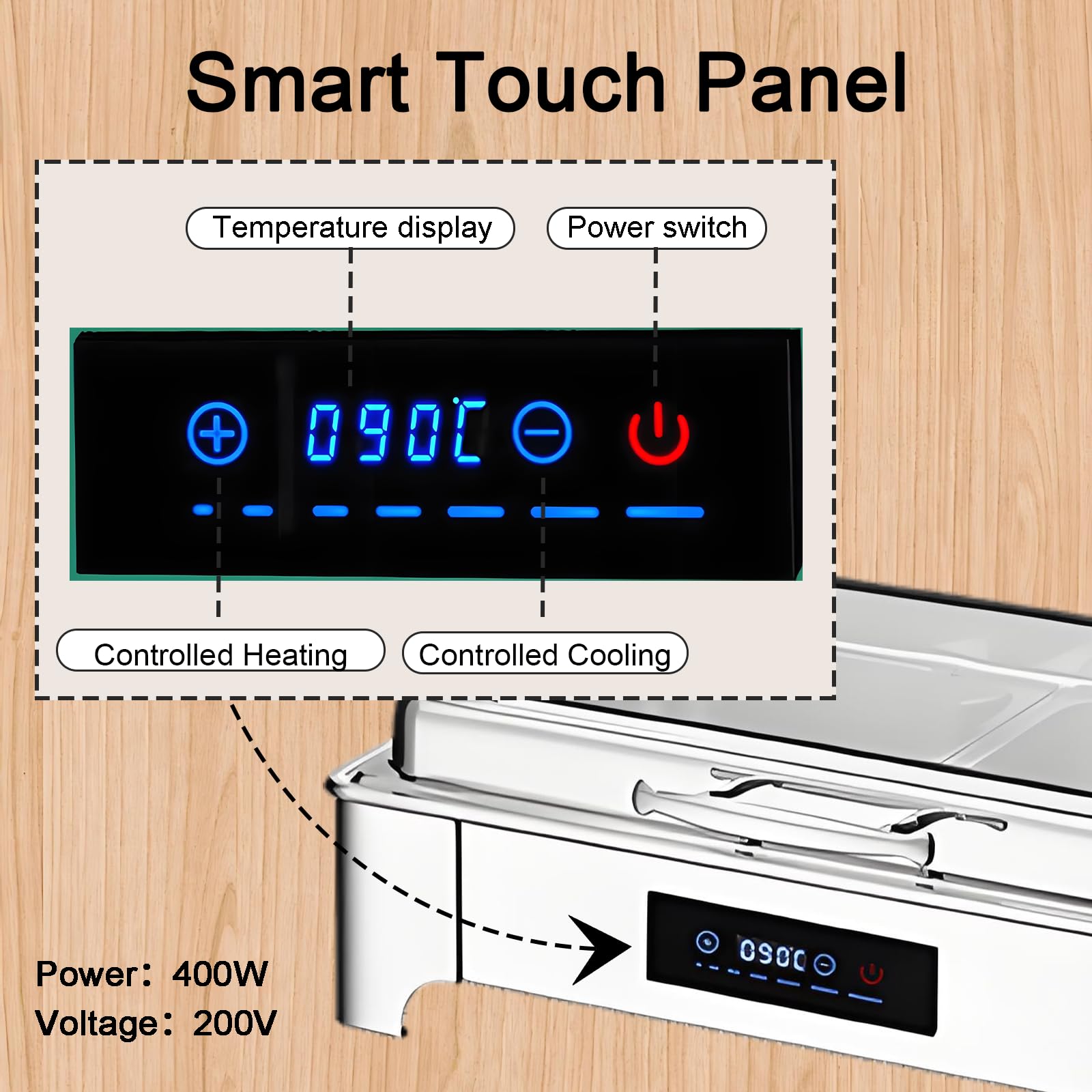 9L Chafing Dish Electrico para Buffet(1/2 Pan) | Acero Inoxidable Calentador de Buffet Electrico Profesional, Calentador de Comida Electrico Buffet Temperatura Regulable