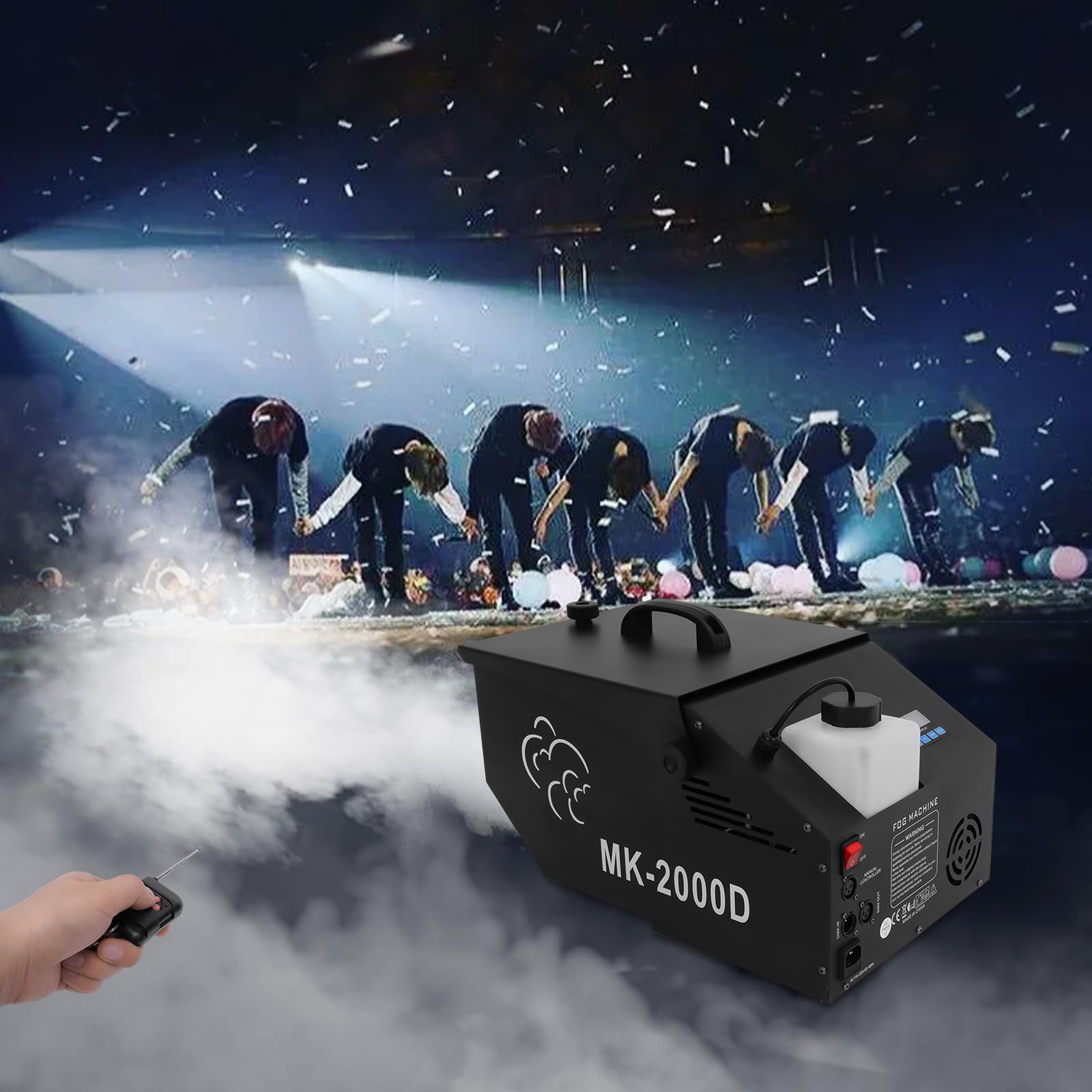 DMX - Macchina per fumo, 0,5 l, per palcoscenico, nebbia, 1200 W, con telecomando senza fili, per feste, Halloween, matrimoni, Natale, spettacoli