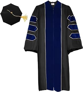 Unisex Deluxe Doctoral Graduation Gown and 8-Side Tam Package with Gold Piping