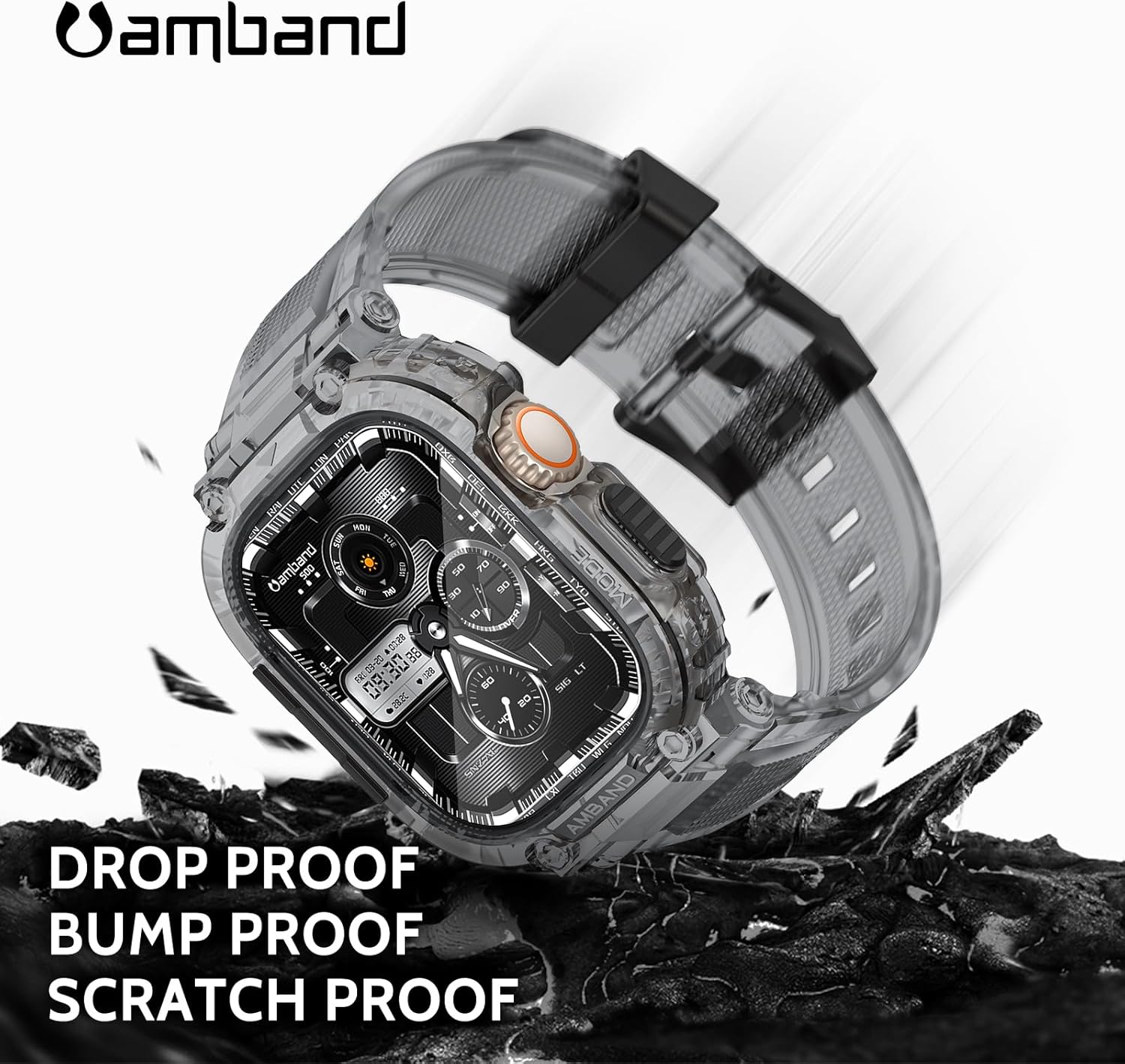 amBand M1 Sport Case Band for Apple Watch Ultra 3/2/1 & SE 3/2/1 & Series 11 10 9 8 7 6 5 4 3 49mm 46mm 45mm 44mm 42mm 41mm 40mm 38mm, Shockproof & Scratch Resistant Rugged Bumper for Men - Image 4