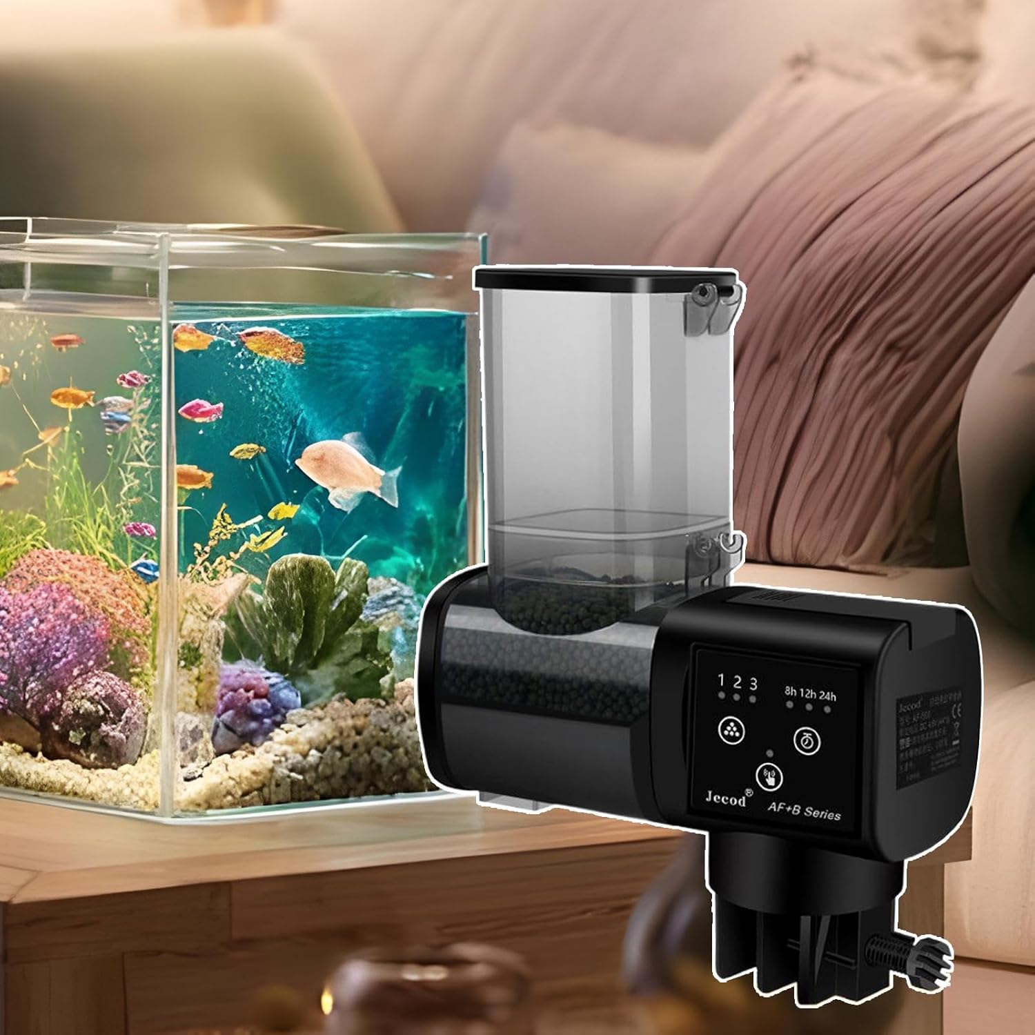 Fish Food Feeder | Compact Efficient, Durable, User-Friendly | Automatic Tank Feeder, Precise Distribution, Convenient Design | for Aquarium Hobbyists Daily Feeding Weekend Care