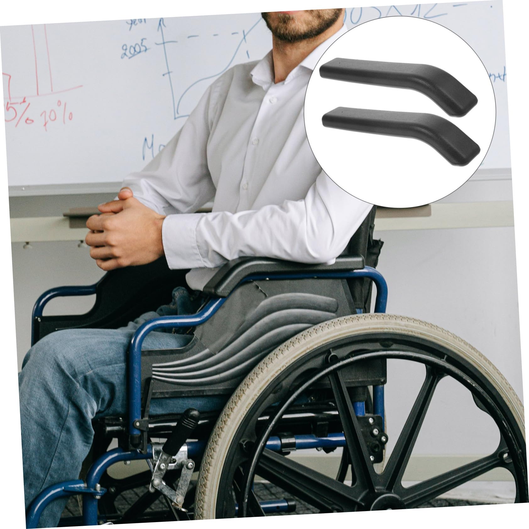 NUOBESTY 4 Paia bracciolo per sedie a rotelle braccioli accessori per disabili cuscino del sedile dell'auto poltrona cuscinetto protettivo per il braccio parti della Black