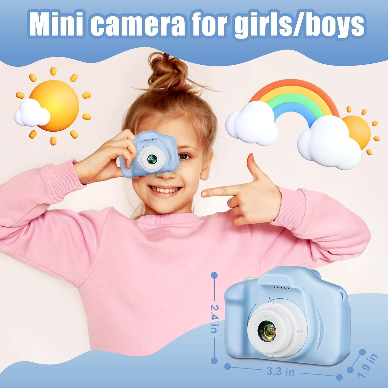 Kids Digital Camera Toy – 3.0MP 1080P HD Video Camera with 2-Inch Screen, No Printer, Easy USB Rechargeable, Fun, Educational & Birthday Gift for Boys & Girls Age 3–12