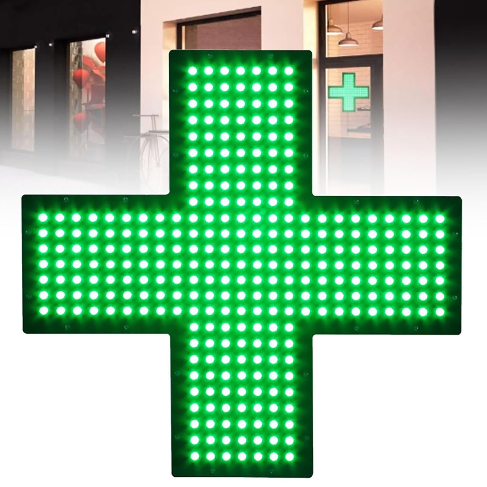 MObyat Lampada a Croce Medica a LED, Lampada per Interni a Forma di Croce per Farmacia con Funzione Pull-setch, 3 modalità di Funzionamento, Dimensioni: 480 x 480 x 25 mm, per farmacie