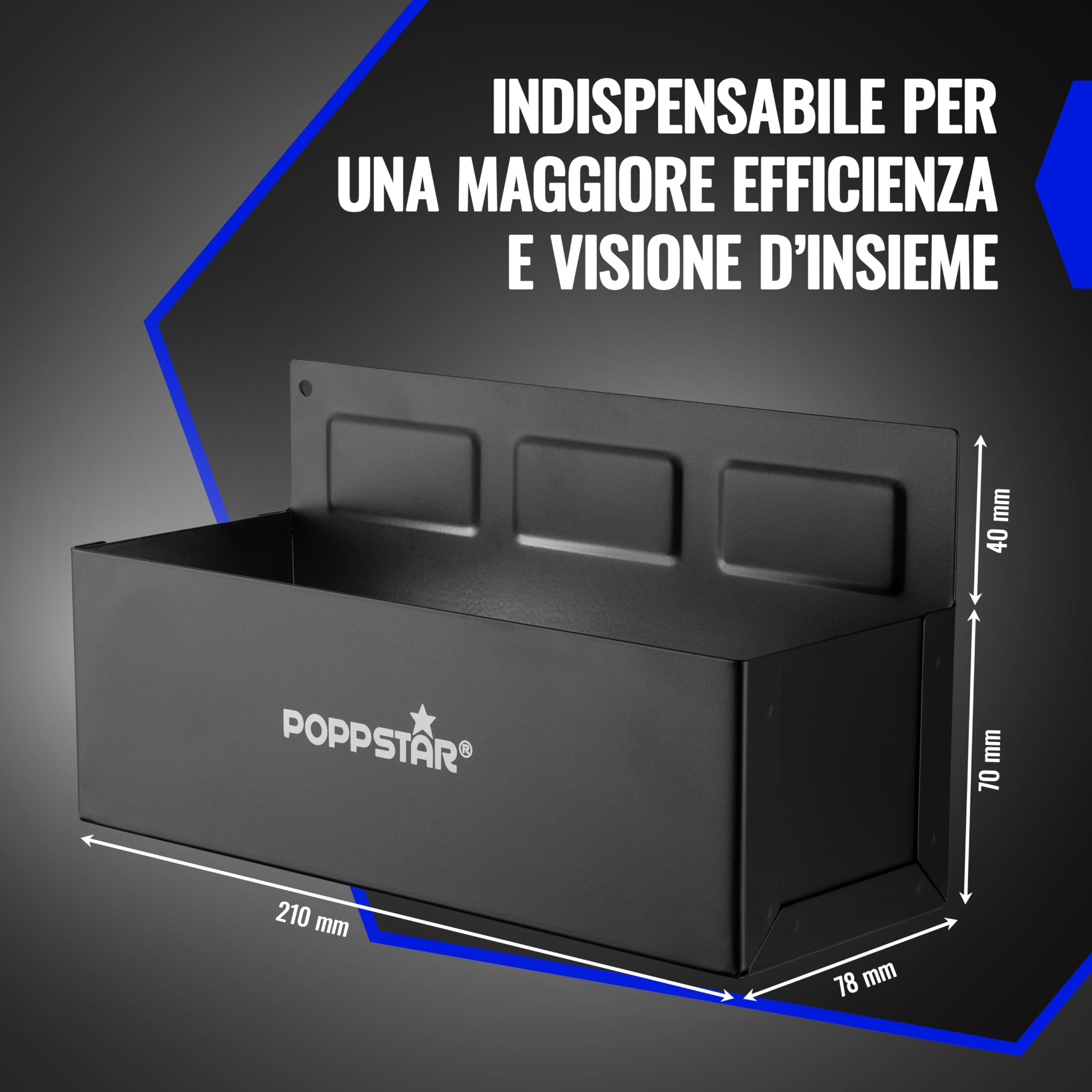 POPPSTAR Porta bombolette spray magnetico, lunghezza 210mm x altezza 70mm x larghezza 75mm, materiale: acciaio, colore: nero