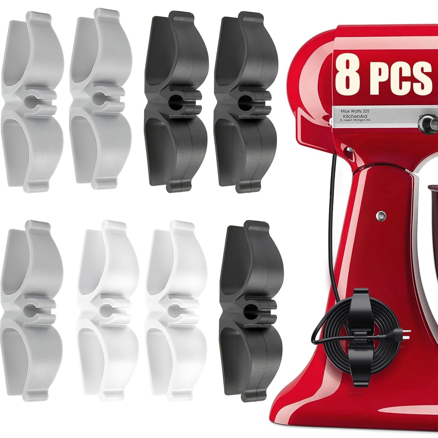 8 Pack Cord Organizer For Appliances,Upgraded Kitchen Appliance Cord Organizer Stick On Appliance Wire Organizer For Kitchen Appliances Mixers, Coffee Makers, Pressure Cooker, Air Fryer-image-20