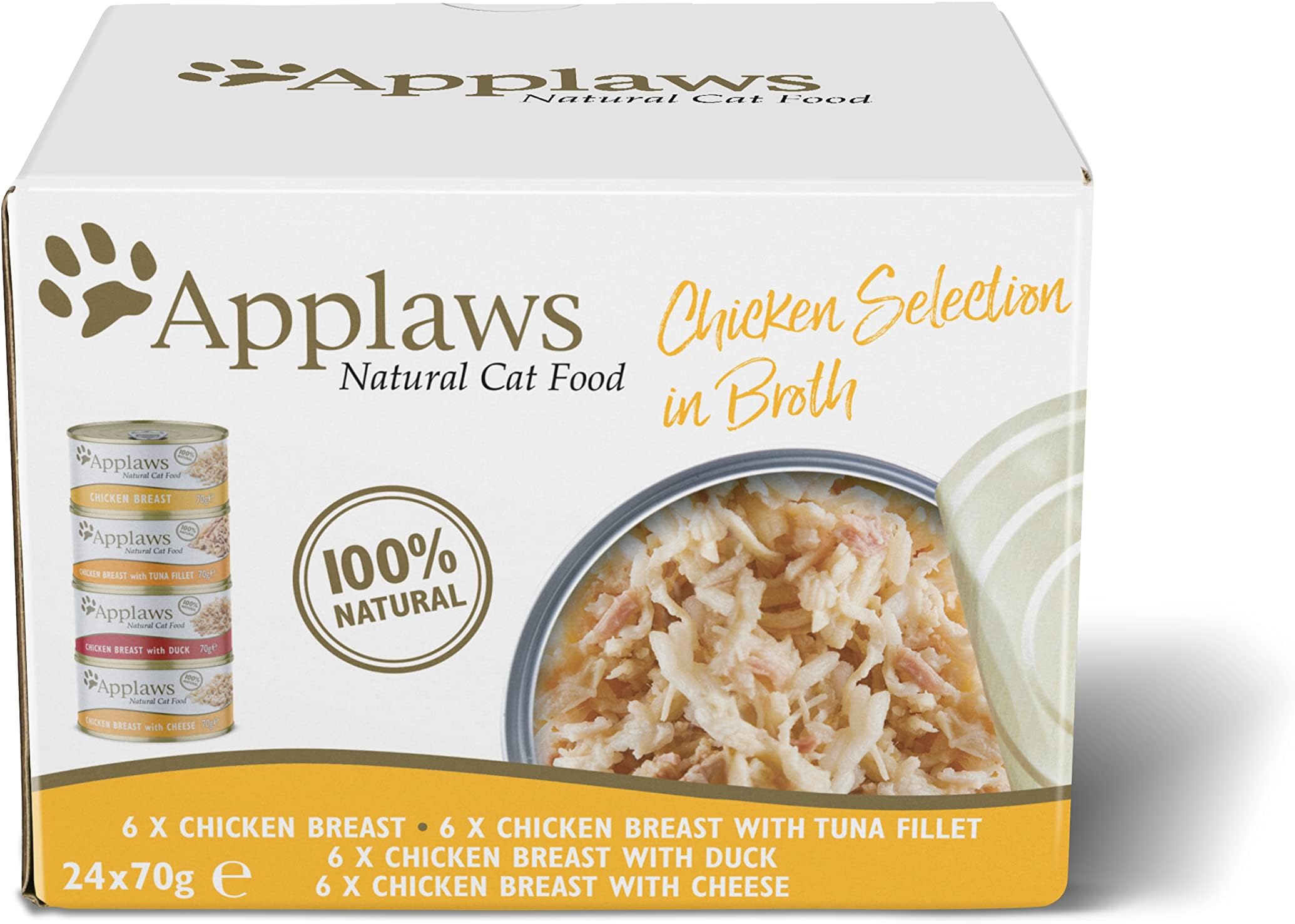 Applaws 100 Natural Wet Cat Food, Multipack Chicken Selection in Broth