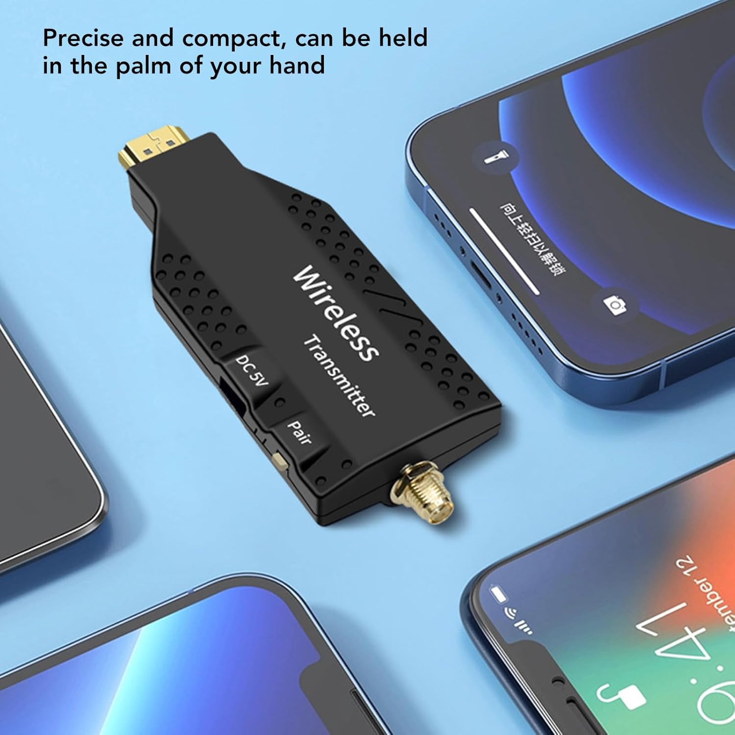 HD Multimedia Interface Wireless Extender,60Hz 5.8GHz Wireless Transmitter & Receiver, Display Dongle Adapter with 2 Antenna