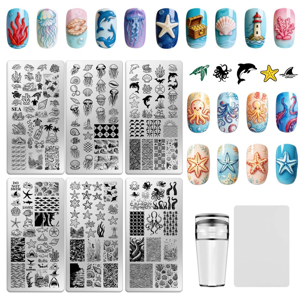 6 Sheets Nail Stamping Plate Elegant Textures Nail Art Stamp