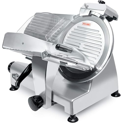 KWS Commercial 420W Electric Meat Slicer 12" Frozen Meat Deli Slicer Restaurant and Home Use [ETL, NSF Certified] (Stainless Steel Blade, 12-Inch Blade)