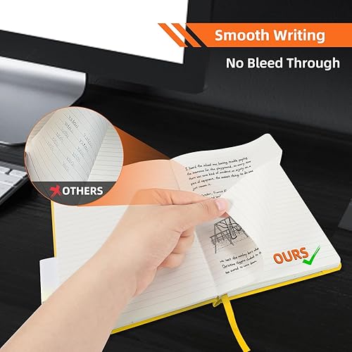 Miniatura 5 de BOSSAND Cuadernos rayados, paquete de 6 diarios A5 para escribir, 200 páginas de papel clásico a rayas de 3.53 ozm de grosor, tapa dura, 8.25 x 5.75