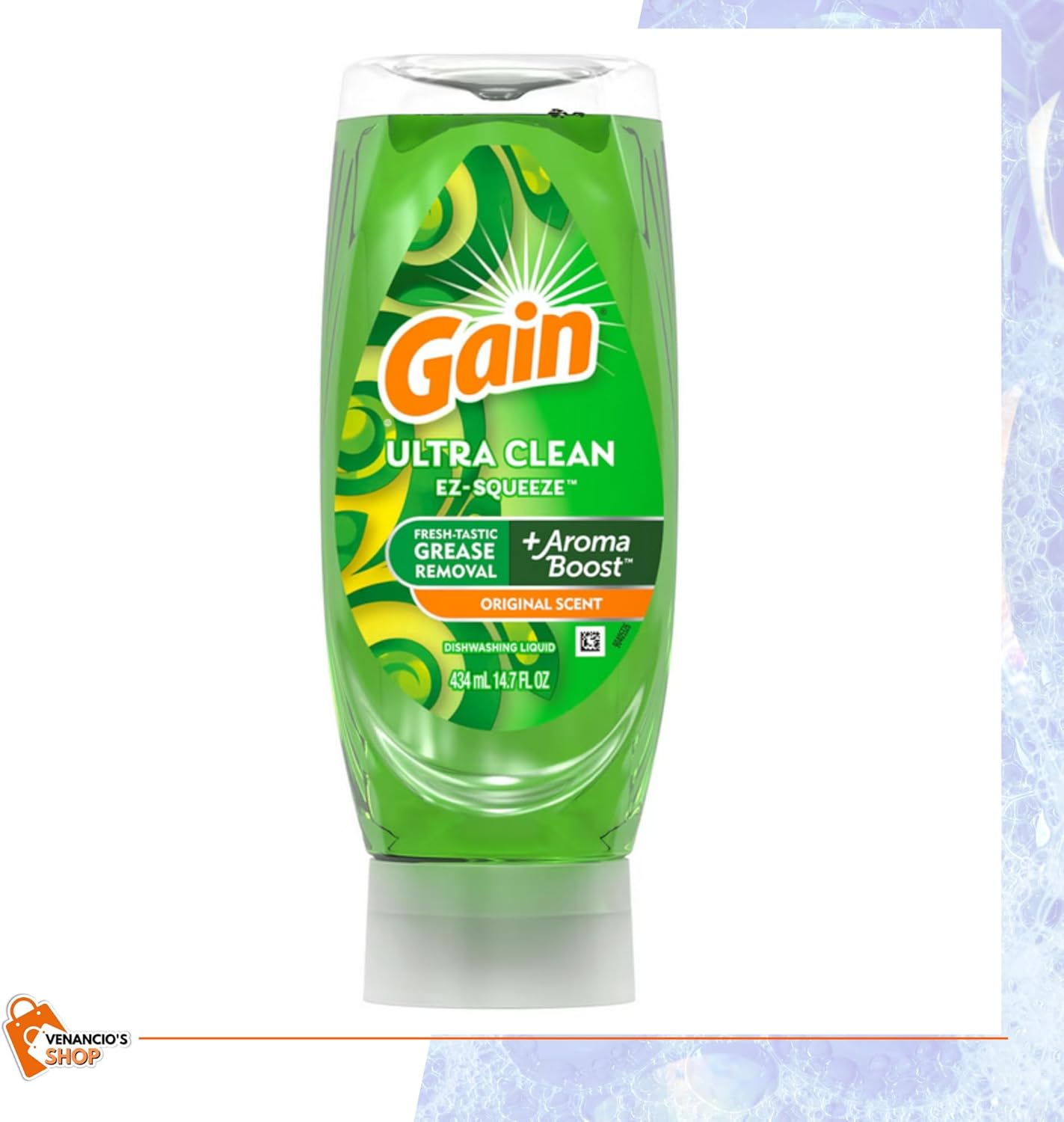 Front of Gain EZ-Squeeze Dishwashing Liquid bottle