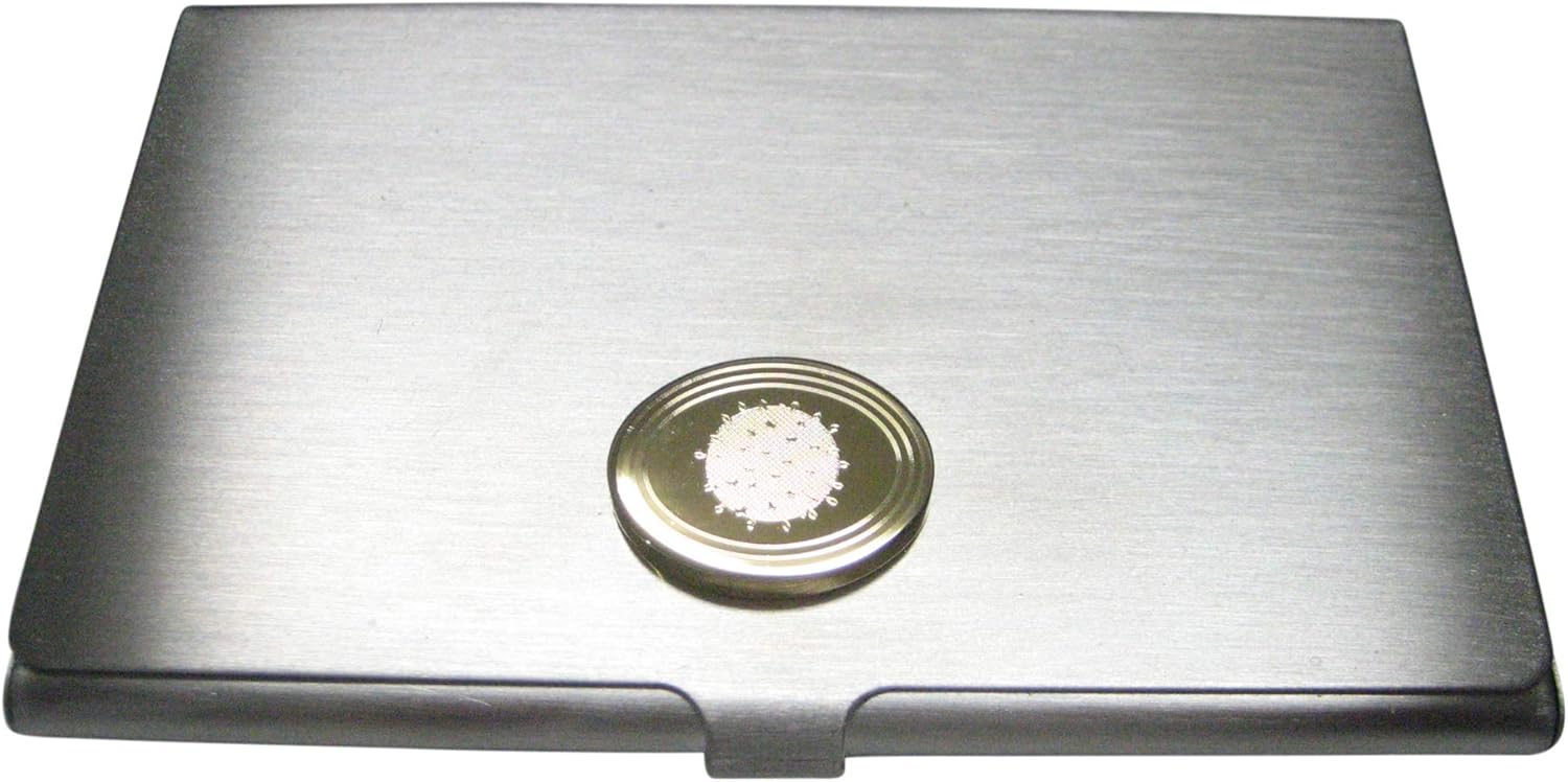 Kiola Designs Gold Toned Etched Oval Enveloped Virus Business Card Holder