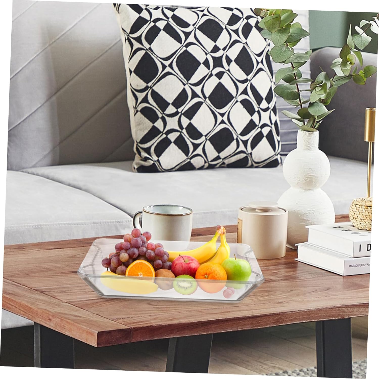 Unomor Delicate Fish Steaming Platter Tempered Glass Food Serving Tray for Events Modern Design Elegant Centerpiece for Dining Table Suitable for Fish and Desserts