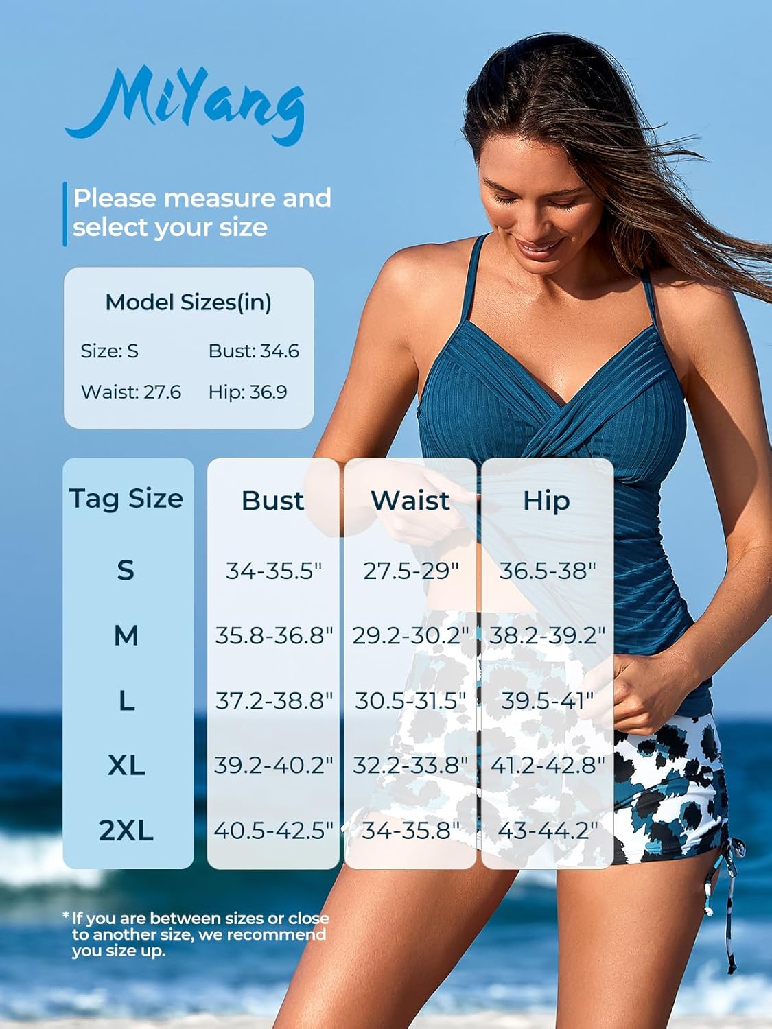 MiYang Twist Front Tankini Swimsuits for Women 2026 Flattering Tummy Control Ribbed Two-Piece Bathing Suits