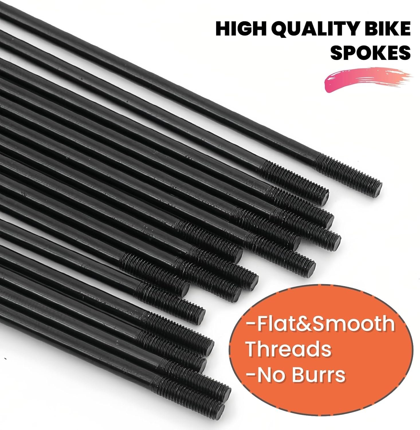 13G Bicycle Spokes 2.3mm Steel 70-300mm Bike Spokes Black Wheel Spokes with Nipples for Mountain Bike E-bike Tricycle Wheels(Black,13G-287mm)