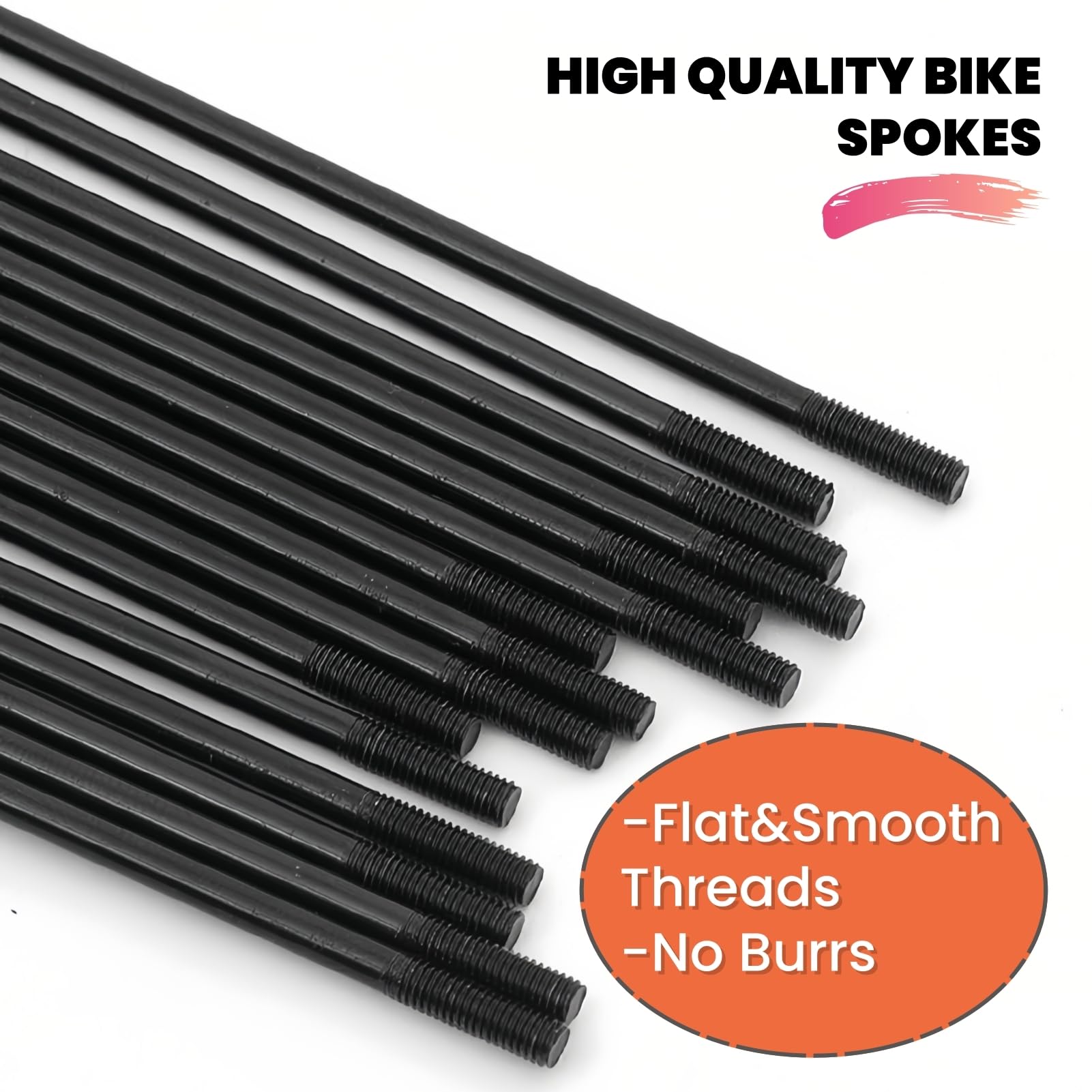 13G raggi per bicicletta in acciaio 2,3 mm, 70-300 mm, raggi neri per bicicletta con nipple per bicicletta da montagna, e-bike, triciclo (Nero, 13G-254mm)