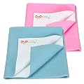 OYO BABY Extra Absorbent Waterproof Baby Dry Sheet Medium Size (100x70cm) – Pack of 2 – Quick Dry Sheet for Bed Protecto
