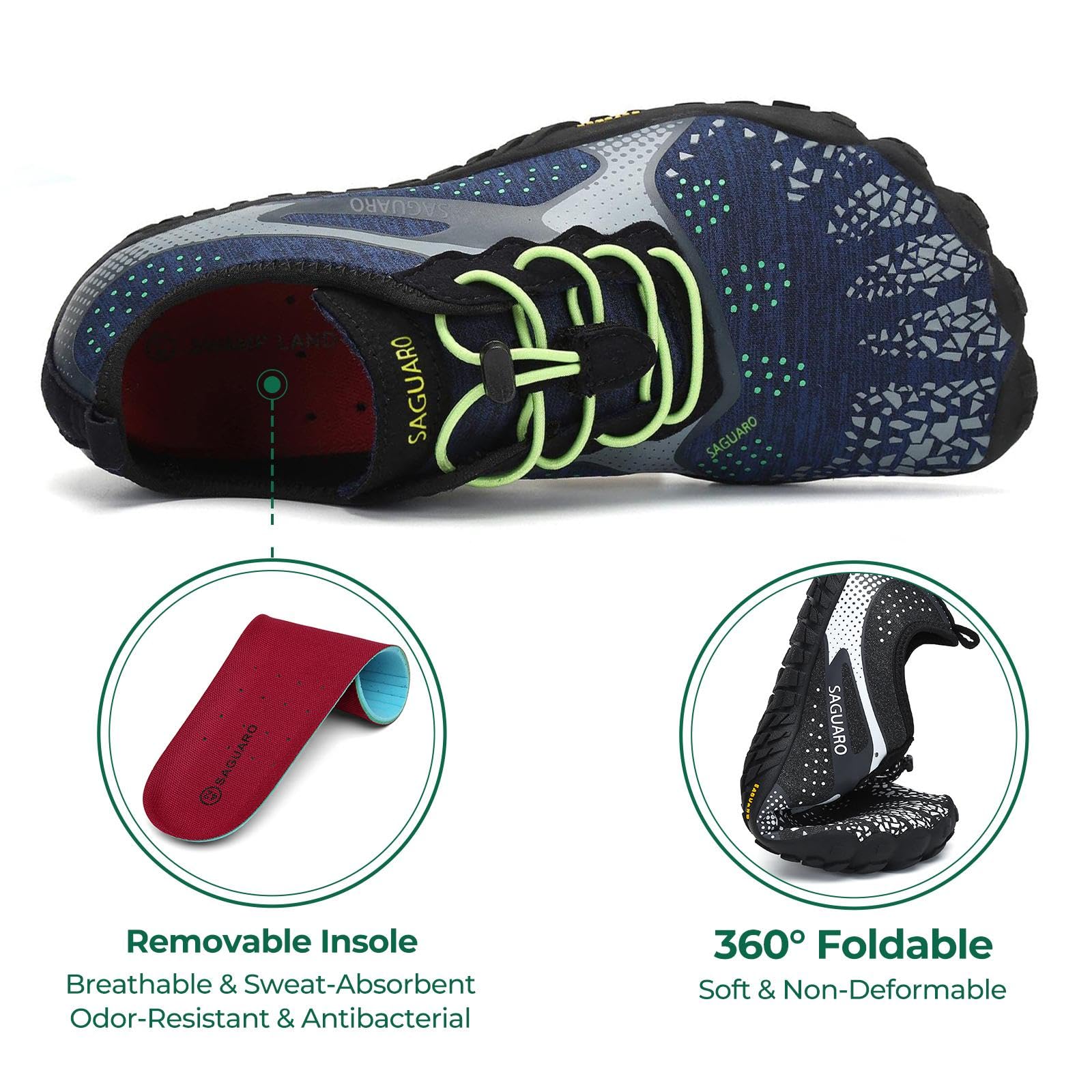 SAGUARO Barefoot Shoes Uomo Donna Scarpe Barefoot - Scarpe Minimaliste Scarpe da Palestra - Traspiranti Scarpe da Scoglio - Punta Larga e Suola a Goccia Zero Nero Fumoso,Gr.35-48 EU