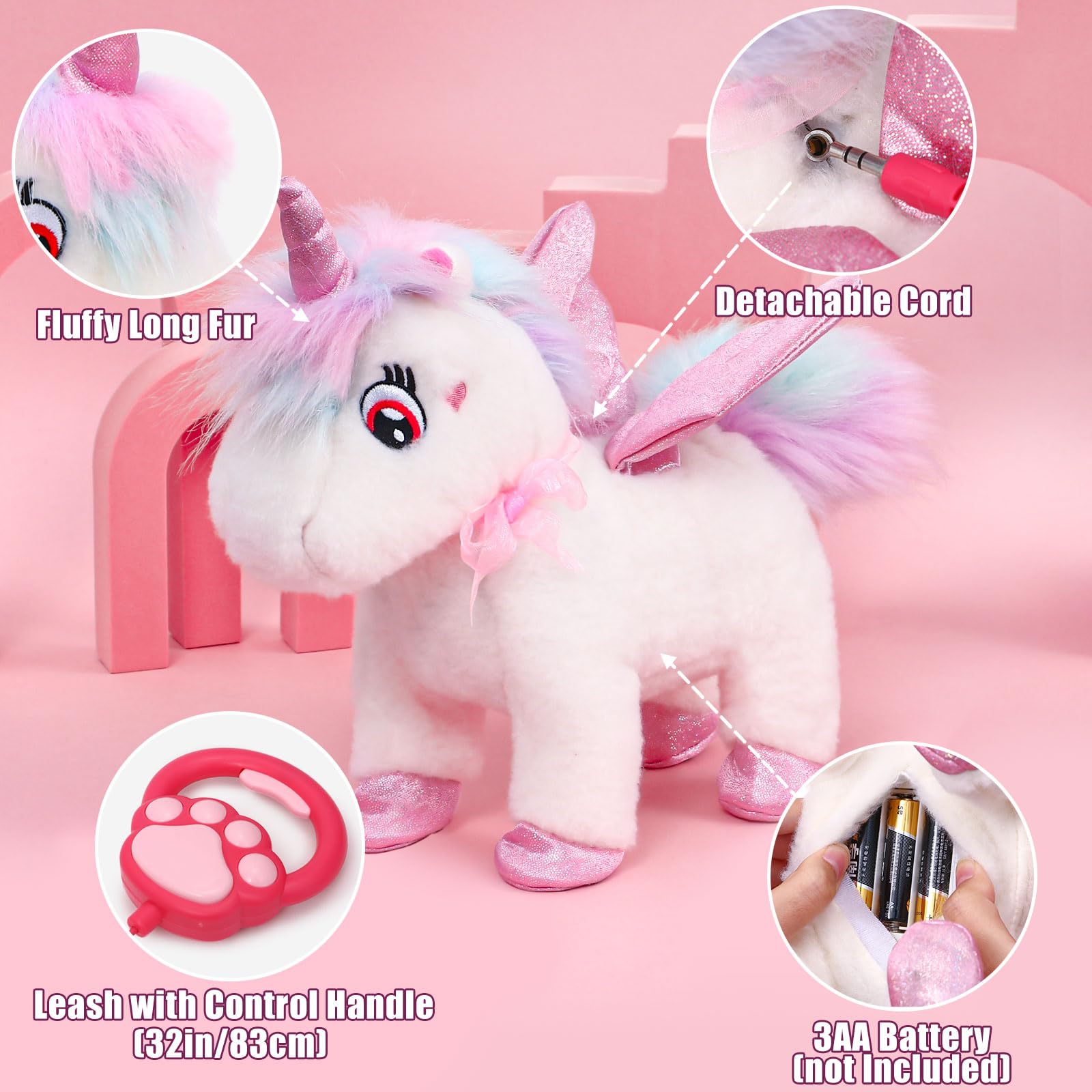 TUZT Unicornios Peluche Juguetes Niña de 3 4 5 6 7 8 Años con Unicornio Peluche Que Anda y Ladra, Ropa & Bolso, Electrónico Unicornio Juguete Cumpleaños Navidad Peluche Unicornios Regalos para Niños