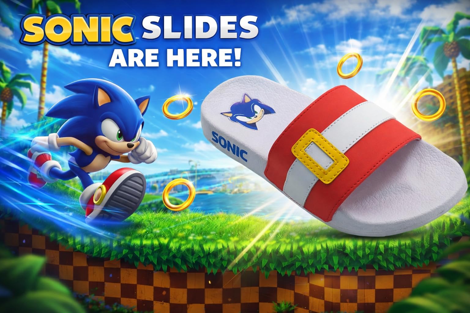 Sonic The Hedgehog Tongs de piscine pour garcons ou filles, Sandales pour enfants, Pantoufles de Plage, bleu, Taille 28-36 EU