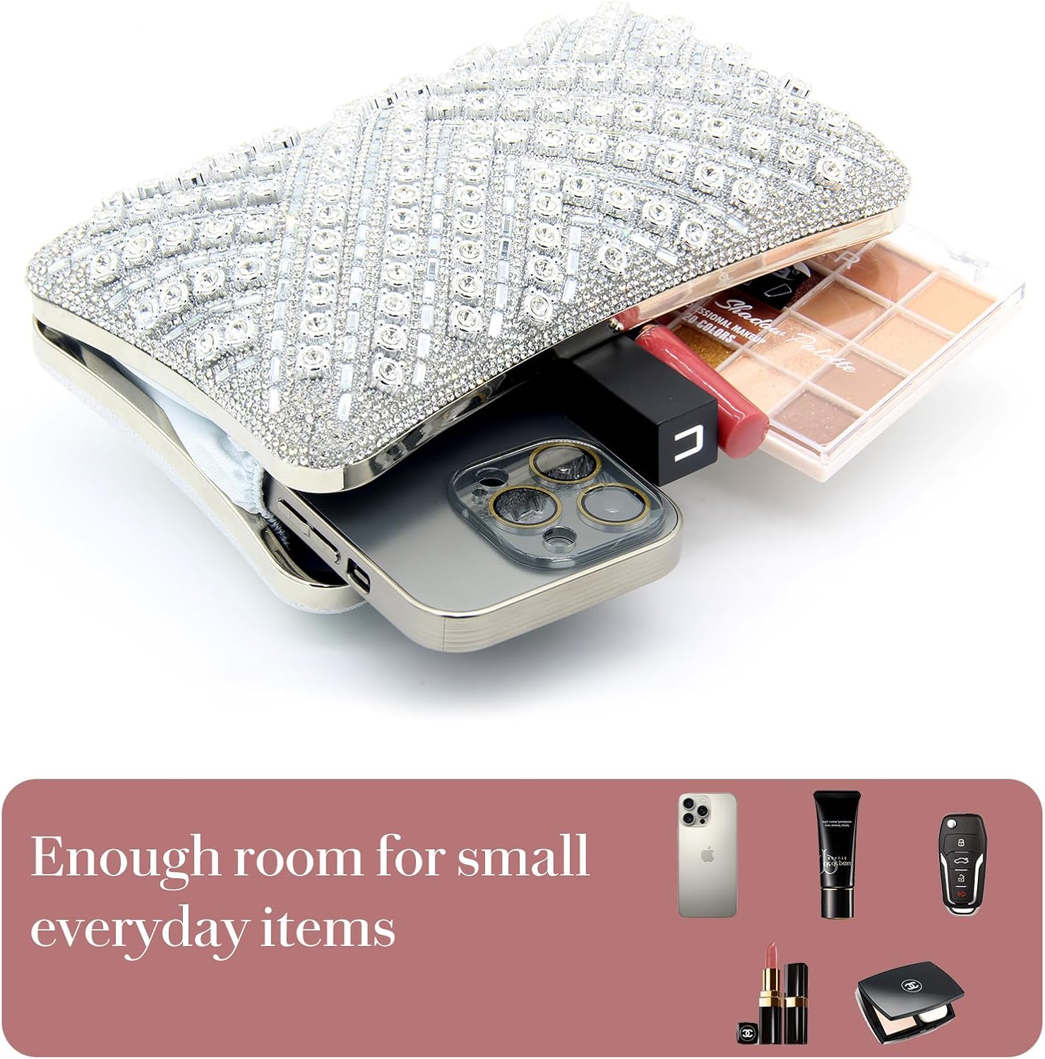 Rhinestone Clutch Purses for Women Evening Bag Sparkly Shoulder Bags Crystal Bridal Handbag for Party Prom Wedding - Image 5