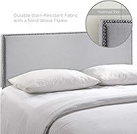 Vista 14 de Modway Region - Cabecero tapizado de tela de lino con ribete de cabeza de clavo, Madera
