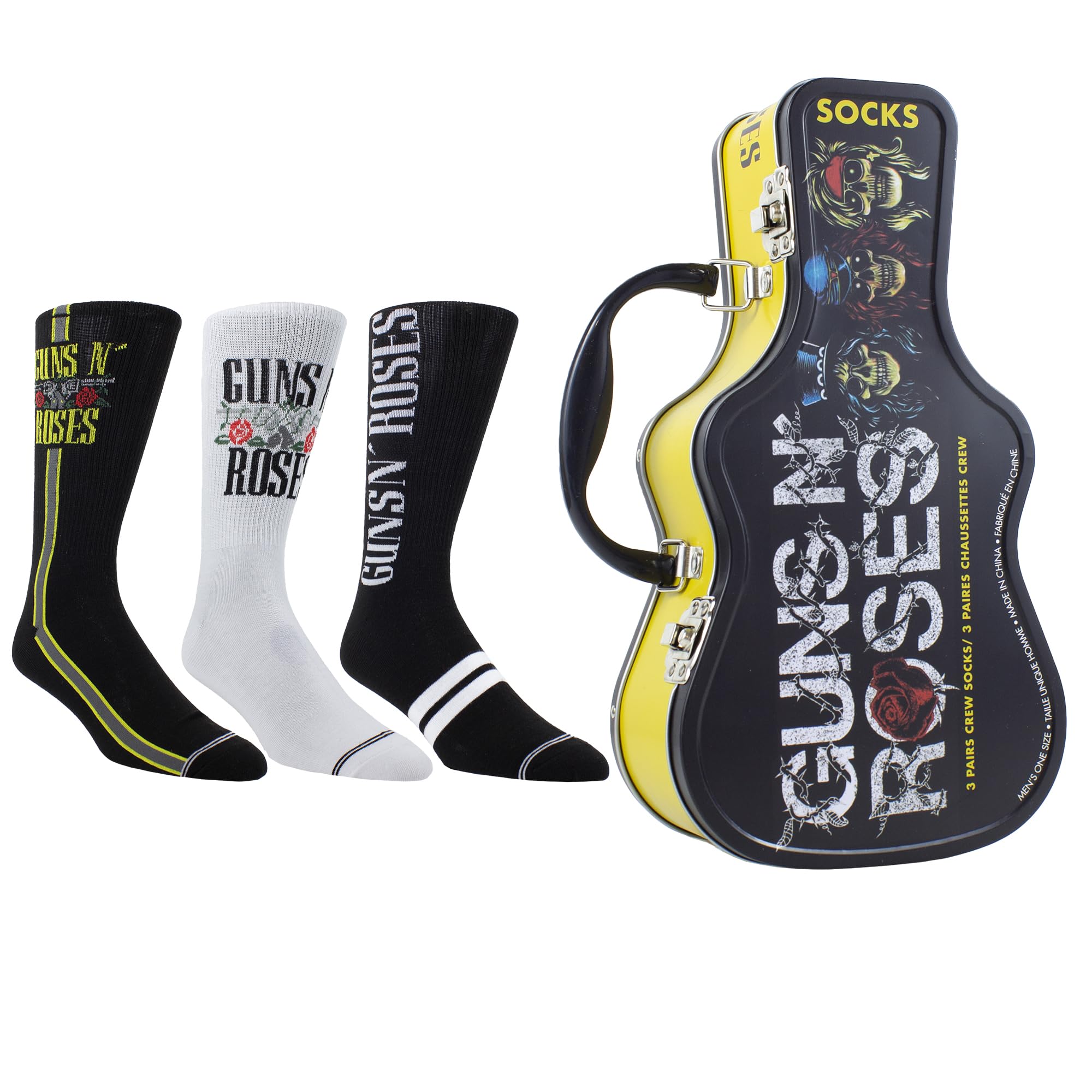 PERRI'S SOCKS - Guns N' Roses Guitar Tin with 3 Pairs of Socks
