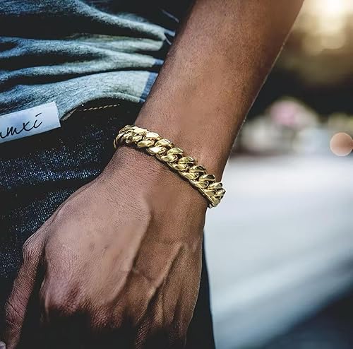 Miniatura 4 de Pulsera de eslabones cubanos para hombre y mujer, Pulsera cubana chapada en oro de 14k de Miami, Ancho de 6-18mm, Longitud de 88.59 pulgadas