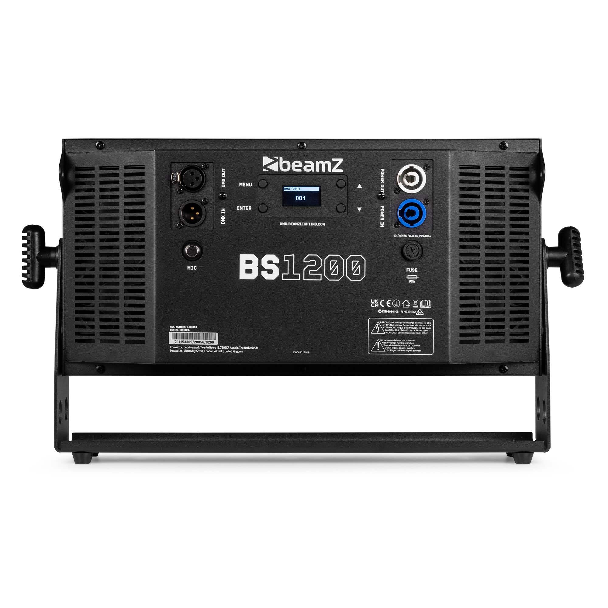 BeamZ BS1200 - Efecto de luces LED 3 en 1 estrobo cegador y wash | 1160 LED SMD RGB y blanco, 20 programas automáticos y por sonido, control DMX maestro/esclavo, para discotecas y clubes