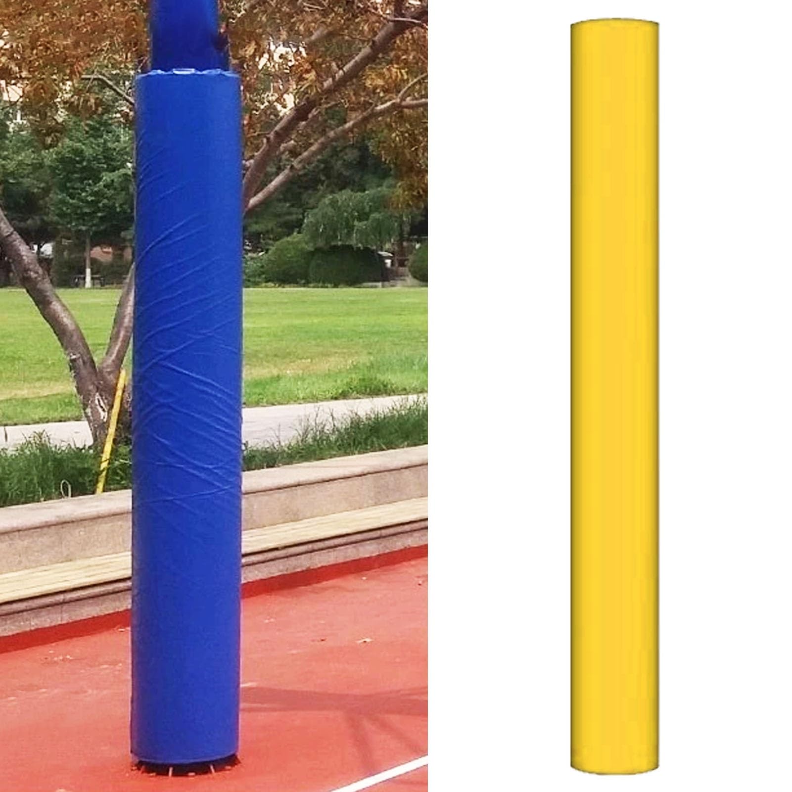 Okrągły ochraniacz słupka do koszykówki 119 cm – poduszki zewnętrzne na podłoże na plac zabaw, pasuje do drążków 6,3 cm do 18 cm, najwyższe bezpieczeństwo i amortyzacja wstrząsów dla dzieci.