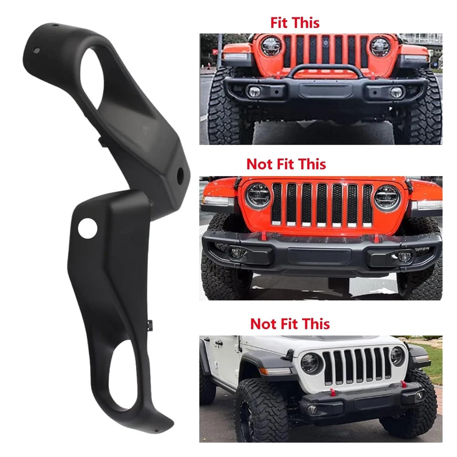 Fit For Jeep Wrangler JL With 10th Anniversary Rubicon Steel Front Bumper 2018-2022 2pcs Front Bumper Fog Light Grille Cover Trim(With Holes)