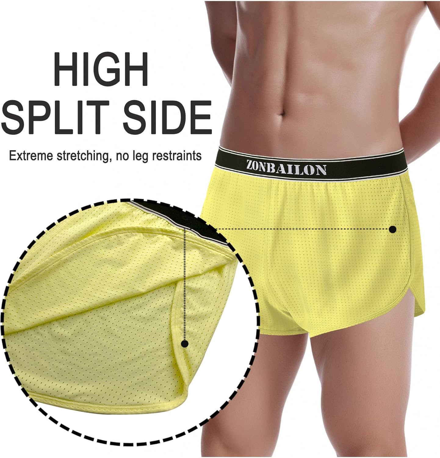 ZONBAILON Men's Sexy Large Split Side Boxer Shorts Fit Casual Running Boxers Mesh Breathable Underwears Athletic Trunks - Image 2