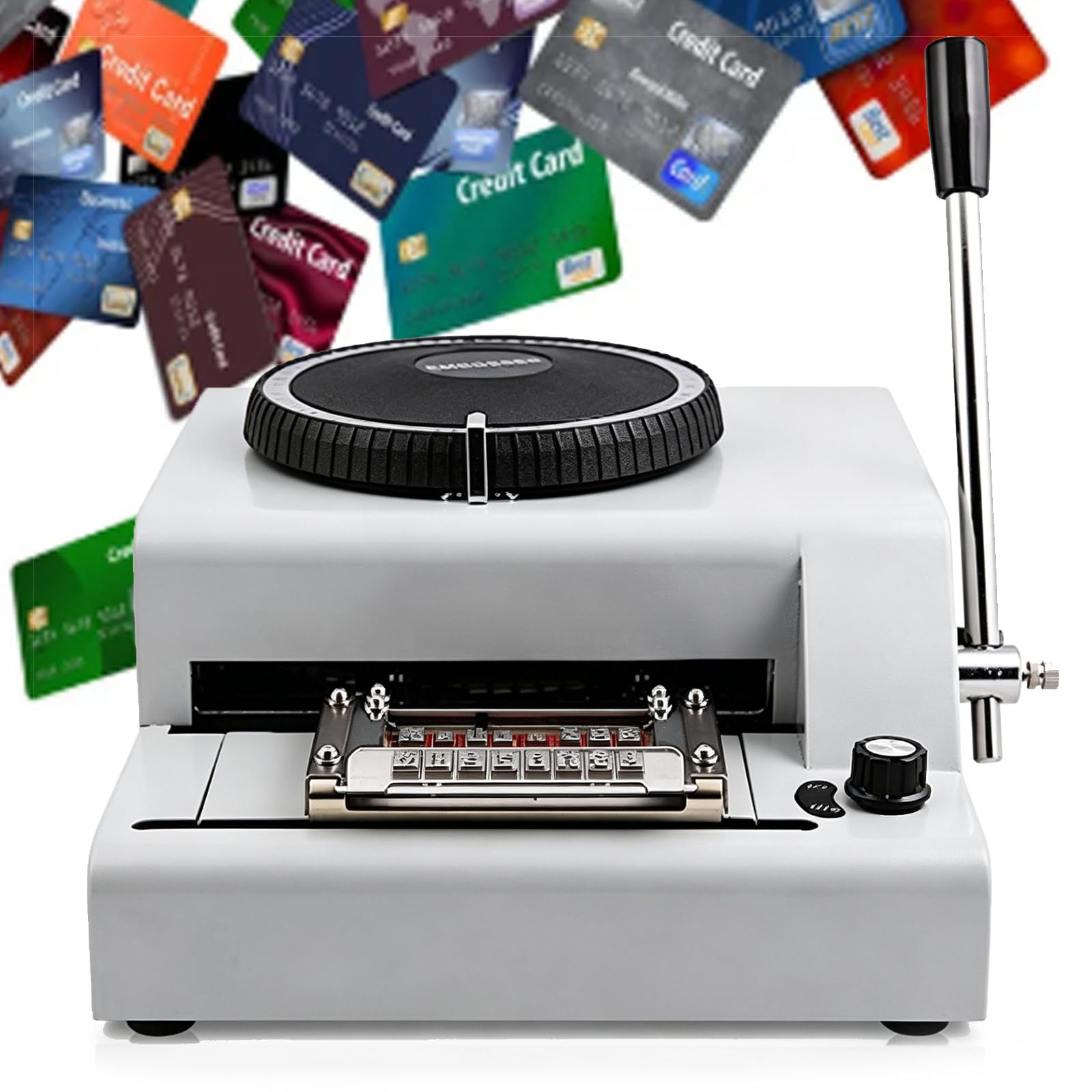 Osnzyc PVC Card Embossing Machine, Manual Credit Embosser with Adjustable Character Spacing, 1-12 Line Card Printer for ID and Membership, Custom Pet ID Making