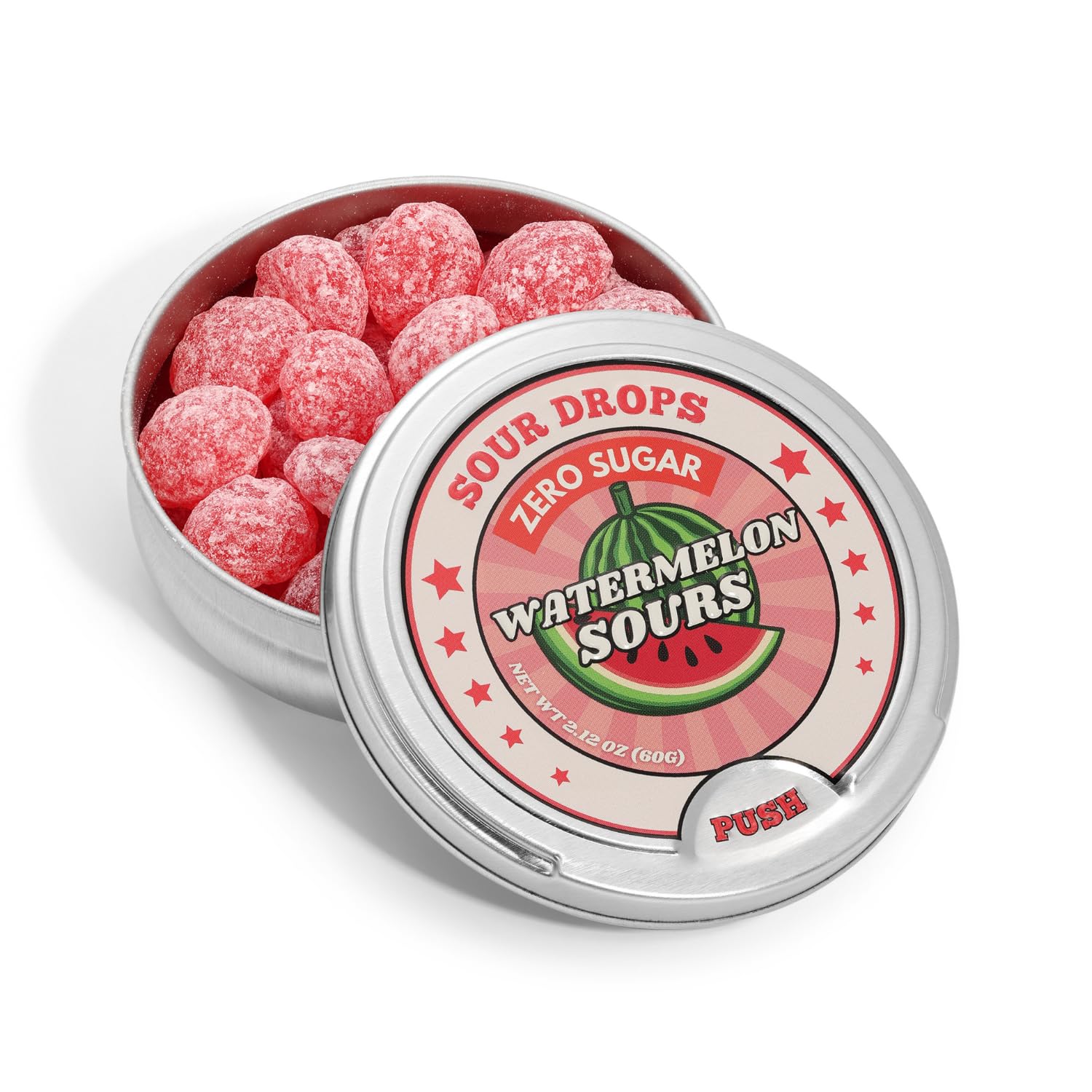 Sour Drops - Small Batch Zero Sugar Assorted Sours - 5 Flavor Variety Mix - No Artificial Sweeteners or Dyes - Vegan, Gluten Free - 5 Gift Tins (60g Each)