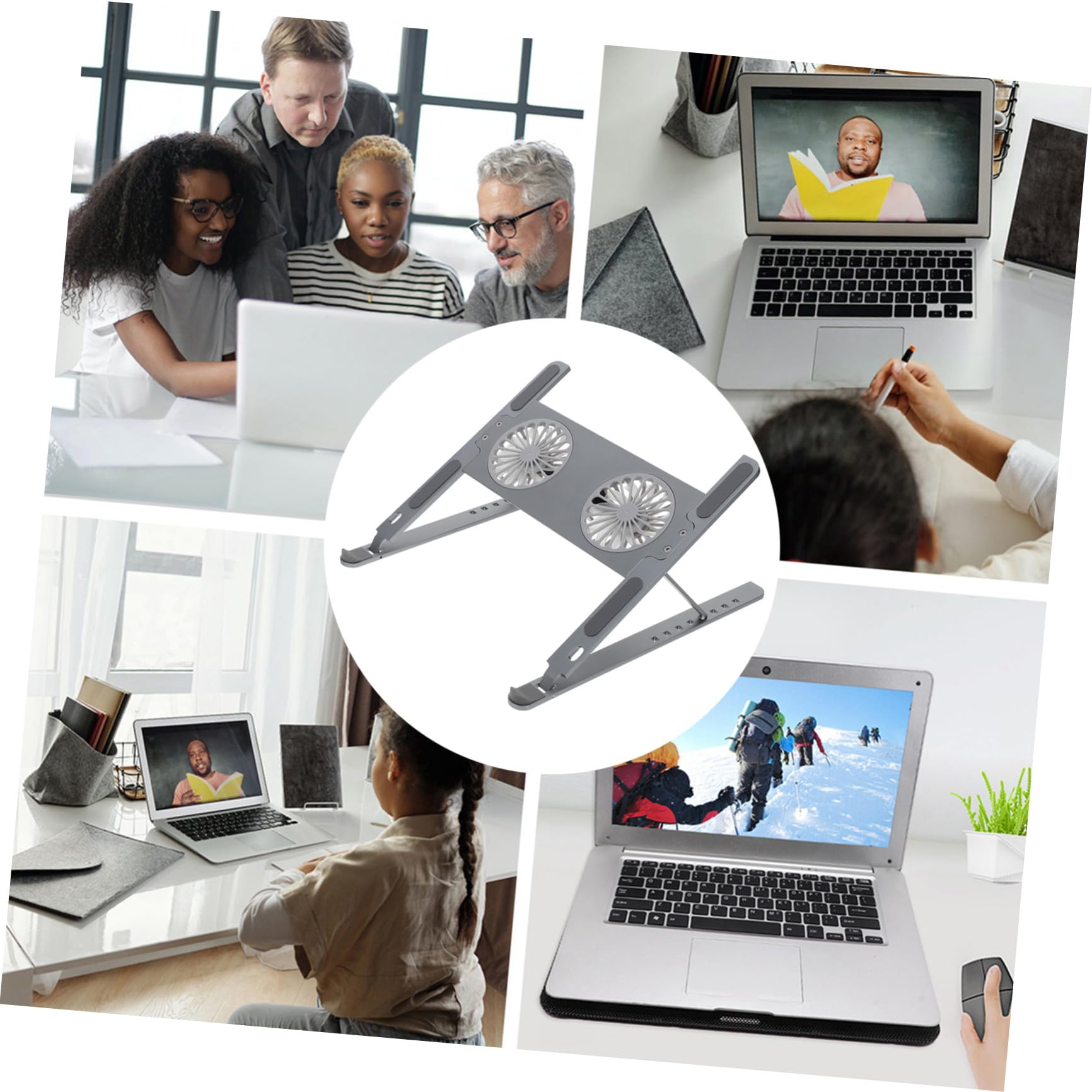 Supporto Raffreddamento Notebook in Lega di Alluminio, Ventilato | Ventola a Turbina, Doppia Dissipazione, Struttura Regolabile e Smontabile