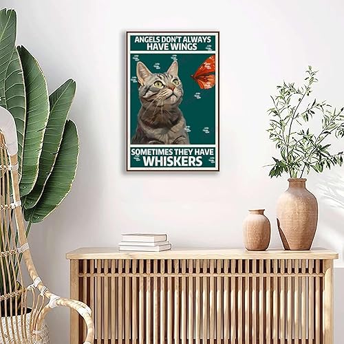 Miniatura 4 de LIUAXICIA Lienzo decorativo para pared, diseño de ángeles que Don T Always Have Wings Sometimes They Have Whiskers para habitación, dormitorio,