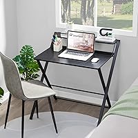 Vista 2 de GreenForest - Escritorio plegable para computadora, no requiere montaje, Negro