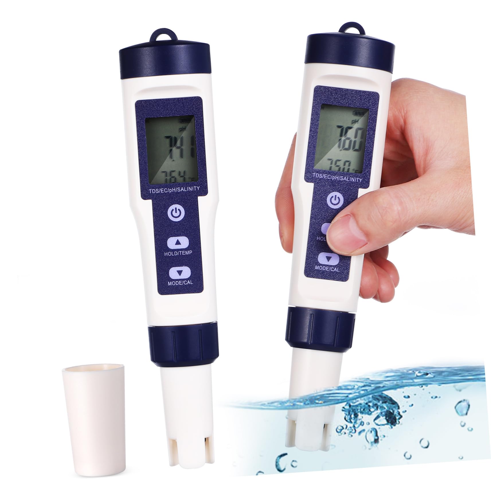 5-in-1 Digitaler Wassertester für Wasserqualität, Ph, Ec, Salzgehalt